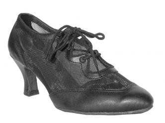 Dance shoes ladies black leather & black mesh  